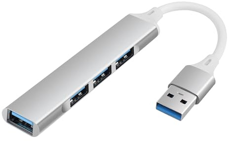 YACSEJAO 4-Port USB Hub, Ultra Slim USB 3.0 & 2.0 Expander Adapter Multi USB Port Daten Hub für Notebook PC, Laptop, MAC, USB Flash Drives, und Mobile HDD, etc. (Silber)
