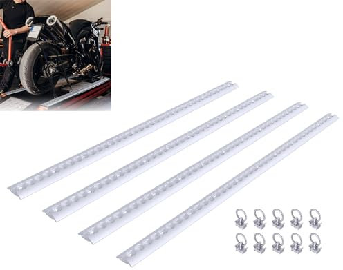 ACXIN Juego de 4 rieles de aluminio tipo airline de 1 m, rieles de amarre con 10 clips de cierre plateados, rieles semicirculares tipo airline, accesorios para camiones, remolques y autocaravanas