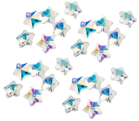 JIHUOO 40 Pcs 14 mm Crystal Glass Star Suncatcher Pendants Chandelier Beads for Crafts Bracelet Necklace Jewelry Making