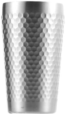 Bierbecher mit großem Fassungsvermögen aus 304 Edelstahl, Hammermuster, verdickt, doppellagig, Restaurant, Kaffee, Saft, mattes Silber, 350 ml, Hammerform