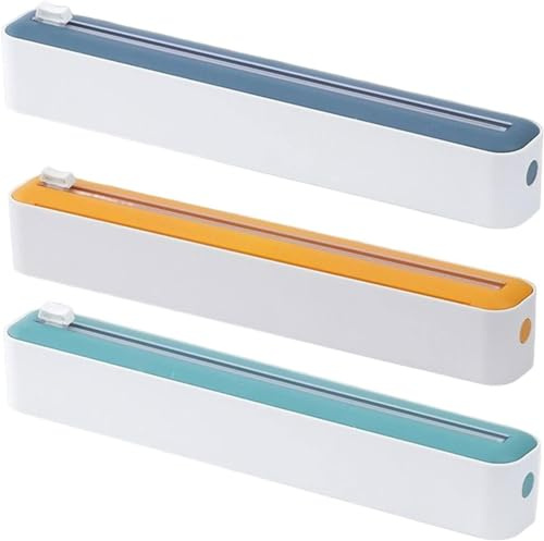 MLordoarf Distributeur De Film, Rangement Papier Alu Et Film Alimentaire, Boîte De Découpe De Film Alimentaire, Distributeur De Film Alimentaire avec Cutter, Dérouleur Film Alimentaire pour Cuisine