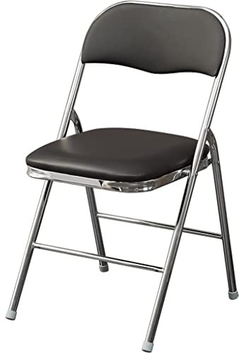 Klapp Besucherstuhl Leichter Freizeit-Klappstuhl für den Haushalt, Einfacher Studier-Computerstuhl, Bequemer Rückenstuhl, Belastung 150 kg(Schwarz)