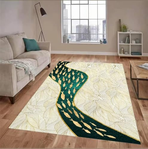 RUGMRZ Auslegware Kinderzimmer Teppich Badezimmer grauer grüner Teppich Schlafzimmer Teppich Wohnzimmer Balkon waschbar Teppich Waschbar In Waschmaschine 60X90CM