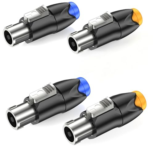 GCTBL 4Pack Speakon Connectors NL4FC Audio Speaker Cable Connector 4 Pole Speakon Plug with Twist Lock Amplifiers Adapter