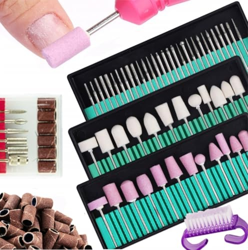 PROFICO Fräser Set für Nagelfräser 117 Stück - Diamant-, Stein-, Filzfräser mit Schleifkappen und Bürste - Set für Nagelstyling, Maniküre, Pediküre, Nagelpflege, Acrylnägel, Hybridnägel Gelnägel