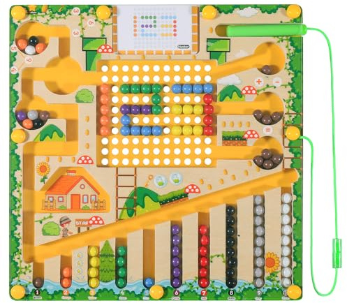 Zocipro Montessori Spielzeug Magnetspiel Labyrinth ab 2 3 4 5 6 Jahre, Kinderspielzeu Magnetspiel Holzspielzeug Lernspiele Busy Board Sortierspiel Motorikspielzeug Geschenke für Mädchen Jungen