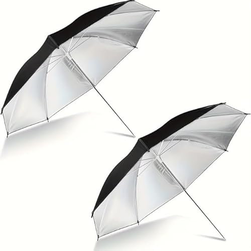 Yiarsky Fotografie Regenschirm Beleuchtung Kit Reflektor, 33 Schwarz/Silber reflektierenden Regenschirm Kit für Kontrast, Spotlight, Studio/Outdoor-Fotografie und Video-Beleuchtung Zubehör