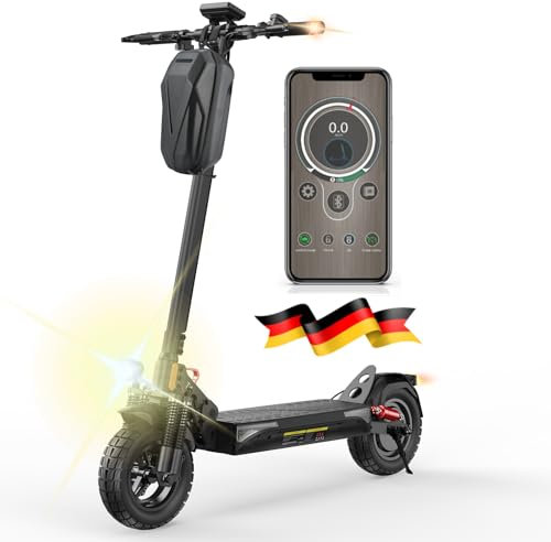E Scooter mit Straßenzulassung, 10 Zoll Offroad Luftreifen mit Doppeltem Stoßdämpfungssystem, Batterie 12,5 Ah 60–70 km Reichweite, LCD-Instrumententafel, Maximale Tragfähigkeit 150 kg, Smart APP