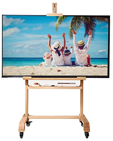 SdaryWare Carrito de TV con Ruedas de Madera Resistente con Bandeja de Almacenamiento, Soporte de TV móvil de Piso con Ruedas para televisores LCD LED de 50 Pulgadas y 55 Pulgadas, Aula, CAS