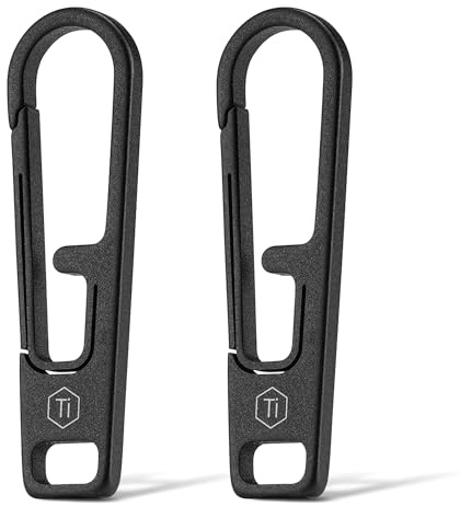 KeyUnity KA54 Zipper Pull Tab Replacement — Detachable Metal Extender,Titanium, Rust-Proof, Universal Replacement for Backpacks,Jackets,Luggage & EDC (Black,2 Pack)