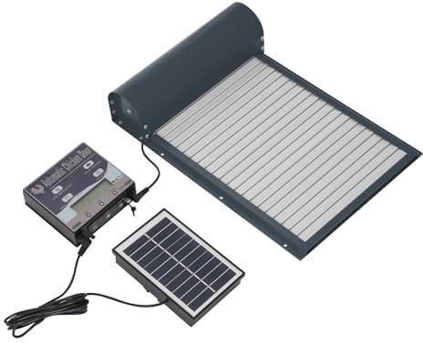 Automatische Hühnerklappe Solar mit Bedienfeld, Hühnertür Elektrische HühnerklappeTüröffner mit Fernbedienungs/Manueller/Timer/Lichtsensor-Modus für Geflügel (Grau)