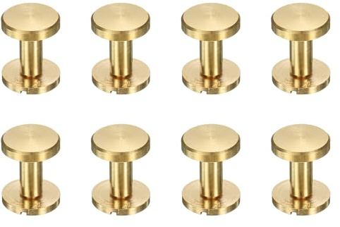 QUARKZMAN 8Pz Viti Chicago Ottone 14mm Altezza Vite a Testa Piatta Rivetti Legatura Chiodo Stud Rivetti Fissaggio per Artigianato Pelle Fai da Te Cintura Borsa Tracolla