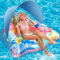 IEEILULU Bouée Piscine Adulte, Matelas Piscine Gonflable avec Ajustable Auvent, Fauteuil Gonflable Piscine avec Porte-Gobelet et Dossier, Solaire Hamac à Eau pour Les Fêtes D'été