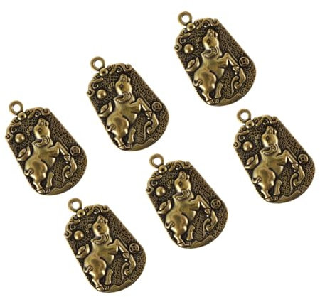 SEWOART 6 Stücke Ochsenanhänger Antike Messing Sternzeichen Anhänger Auto Schlüsselanhänger Hängen Ornament