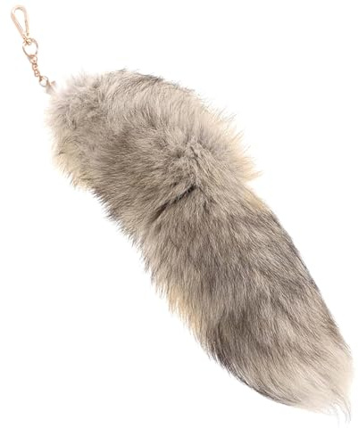 XPEX 1 Stück Fuchsschwanz Anhänger Etwa 40Cm, Therian Tail Keychain Extra Groß, Schlüsselring Tasche Zusätze Auto Schlüsselketten Anhänger Weich Flaumig Dicht Dekoration(Gold) (D)
