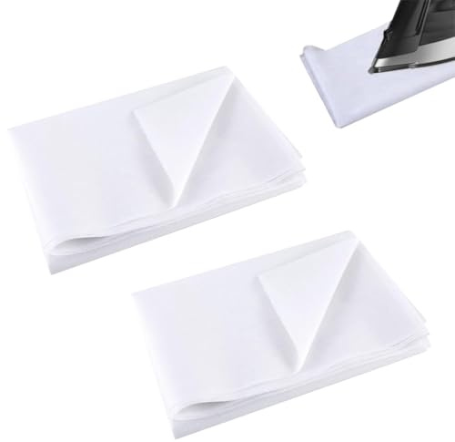 YAYNO Pack of 2 Ironing Fleece Fabric Self-Adhesive Iron-On Inserts Non-Woven Fabric Iron On Non-Woven Fabric Thick Style Ironing Fleece Ironing Insert for Ironing Pleats Sewing Craft Reinforced