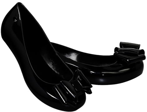 Women's Black Jelly Stylish Shoes Bow Comfortable Slip-On Ballerina Flats for Casual Outings, Summer Walks & Beachwear (Black, UK Footwear Size System, Adult, Women, Numeric, Medium, 5)