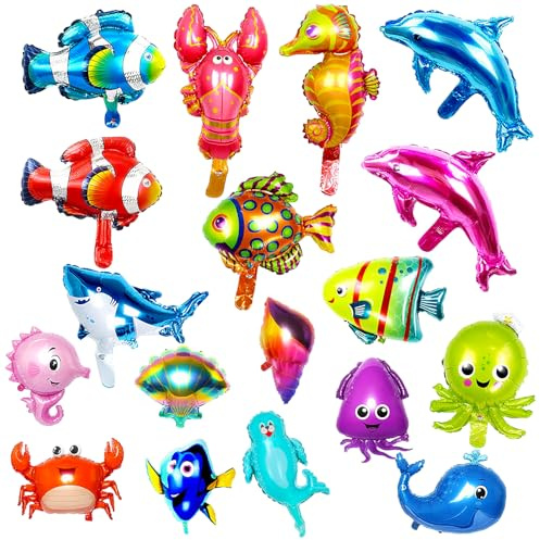 18 Stück Meerestiere Luftballons, Kindergeburtstag Deko Unterwasserwelt | Unterwasserwelt Folienballons, Meeresparty Deko, für Jungen Mädchen Geburtstagsfeier, Geschenk Zum Geburtstag