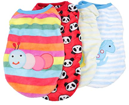 Toyvian 4pcs Pet Clothes Flannel Small Dog Clothes Warm Dog Vest for Puppy Jumpers Small Fleece Pet Supplies
