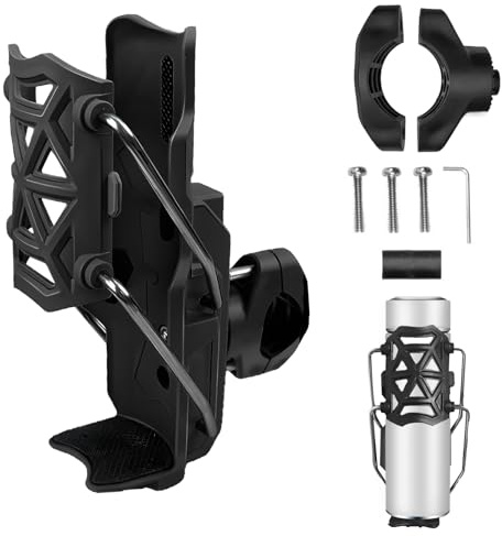 Adjustable Bike Water Bottle Holder, Motorcycle Cup Holder Suitable for Handlebar & Frame, Bike Accessories with Screw Tool, Automatic Adjustable to Cups up to 2.8 in Diameter