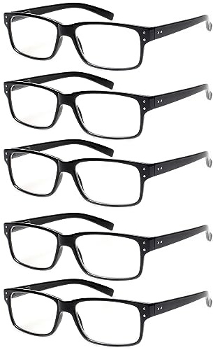 NORPERWIS Reading Glasses 5 Pairs Quality Readers Spring Hinge Glasses for Reading for Men and Women (5BLACK, 1.50)