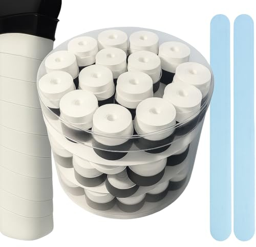 30 Overgrips Padel Blanco Grip Padel y Tenis Absorbente - Empuñadura para Mejorar Agarre en Raqueta y Palas - Grips Accesorios Pádel + 2 Protector Pala de Padel Transparente - Padel Gripping Adherente