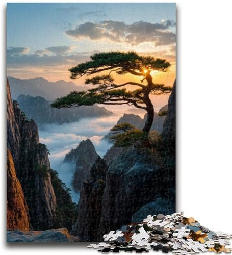 Puzzles pour Adultes et Adolescents Pins sur la Falaise Puzzles pour Adultes, avec Affiche et fiche de Questions correspondantes pour Les 14 Ans et Plus (26x38cm)