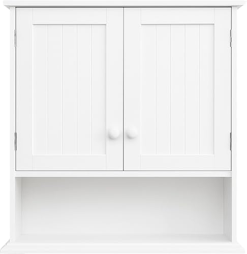 Bestfor Wall Mounting Bathroom Cabinet with Shelf. Wooden Storage Unit with Adjustable Height Shelf, Hallway, Kitchen, Stow Clutter Away, Stylish, 2 Doors to Conceal Storage, Fixings Included