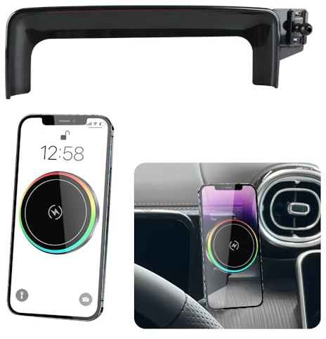 LUNQIN Car Magnetic Phone Mount for Mercedes Benz C-Class 2022-2025 and GLC Class 2023-2026 and CLE 2024-2026 Auto Accessories Best Cellphone Holder Fast 15W Wireless Charger Cell Phones Screen Stand