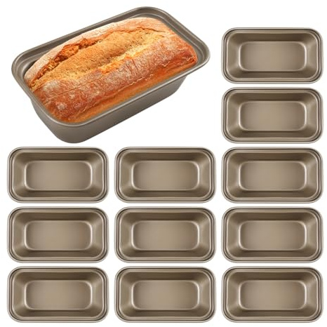 YuleNova 12PCS Mini Loaf Baking Tins, 1Lb Small Loaf Tin for Baking, Non Stick Bread Cake Tins Carbon Steel Bread Molds for Baking Cooking