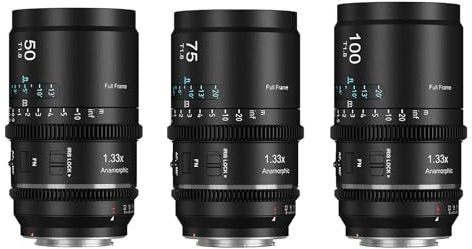 SIRUI Astra T1.8 1,33X Anamorphes Prime Objektiv Set, 50mm+75mm+100mm Vollformat Autofokus Cine Objektiv für Z-Mount Kameras, für Z9, Z8, Z 7II, Z 6II, Z5, ZR (Neutral Flare)