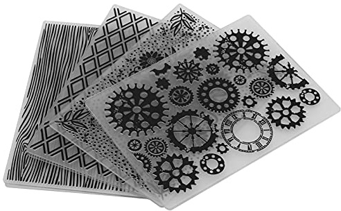 Haofy Plantilla de Estampado Carpetas de Estampado de Plástico Fáciles de Usar, 4 Piezas, para Invitaciones y Tarjetas, 5,8 X 4,1 Pulgadas