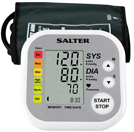 BPA-9201-EU Salter, Moniteur Automatique sur le Bras Pression Sanguine Détecteur de Rythme Cardiaque Irrégulier 60 Battements Brassard 22-32cm