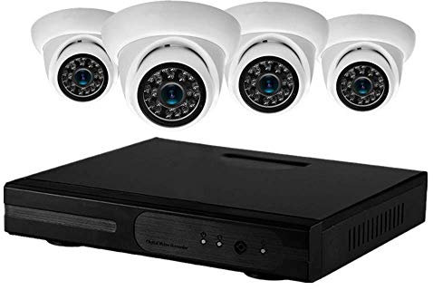 AOEIUV Waterproof HD-AHD 1080P Security CCTV Systems Camera 4CH DVR Kits 4 Hemisphere Cameras Plus POE Recorder Combination