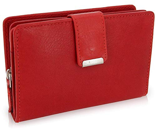 ekavale Damen Geldbörse aus weichem Leder mit RFID-Schutz - Damen-Portemonnaie (Rot)