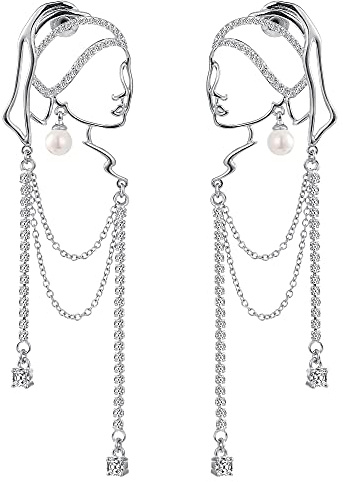 Einzigartiges abstraktes Gesicht Art baumelnde Ohrringe für Frauen Mädchen Umriss Strass Tassel Dény Hollow aus Ohrringe Schmuck Mode baumelt lange Aussage leichte Ohrringe...