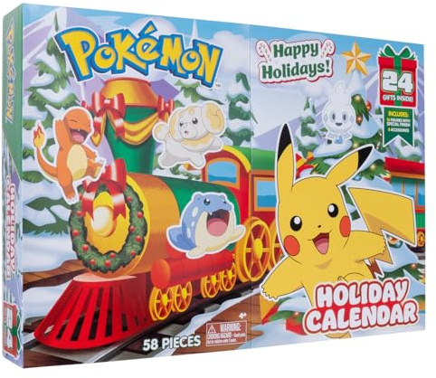 Bandai WT00257 - Calendario de vacaciones de fin de año (24 casillas con 16 figuras exclusivas y 8 decoraciones temáticas para montar - Figuras de Pokémon de 5 cm - Regalo infantil de 4 años y +