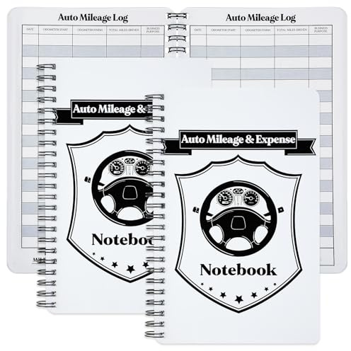 Spakon 2 Pcs Auto Mileage & Expense Log Book for Car Taxes Vehicle Maintenance Expense Track Record Notebook Small Business Gas Miles Log Book for Driver 5 x 7.87 Inch(Delicate,Classic Color)