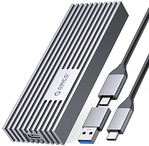 ORICO Carcasa M.2 NVMe SSD 20Gpbs USB-C USB3.2 Gen2x2 Adaptador Externo, Caja para Discos Duros PCIe M-Key/M+B Key 2230/2242/2260/2280 (Chaleco de Refrigeración, UASP, Trim, Máximo 4TB)-M233