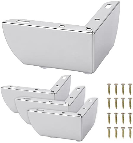SUMNACON 4 Stück 5cm Möbelfüße aus Stahl Schrankfüße Beine für Stühle Tisch Schrank TV-Schränke Schubladen Sofa Mit Schrauben Möbelbeine Einfachen Montage Dreieck(Silber)