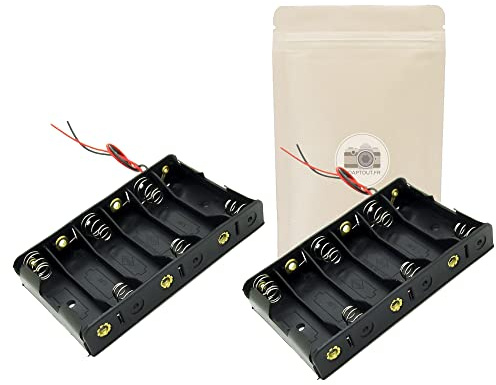 2X Armature Support Boite boitier pour 6 Pile Batterie AA LR06 avec Fils Noir Rouge coupleur