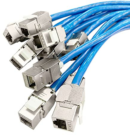 ZOERAX 12 Pcs Cat6a Cat7 Keystone Jack Cat7 RJ45 STP Tool-Less Type Zinc Alloy Module Jacks Adapter Coupler for 22 to 26 AWG Solid or Stranded S/FTP Ethernet Cable