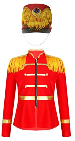 Zaldita Kids Girls Circus Ringmaster Costume Carnival Xmas Cosplay Fancy Dress Up Festive Suit Deluxe Set Red 5-6 Years