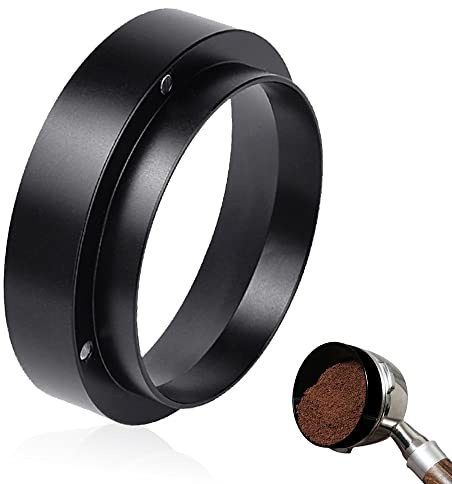 DIKEBAO Kaffee Dosierring Siebträger Trichter Espresso Dosiertrichter Aluminium Siebträger Zubehör Magnetisch Dosierring Espresso Fülltrichter Kaffeepulver für Kaffeemaschine (51 mm Schwarz)