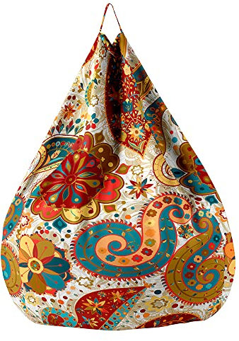 Highdi Paisley Flower Bean Bag No Filler Gaming Beanbag Chair Cover for Kids Adult Without Filling Highback Comfortable Lazy Sofa Beanbag Soft Toy Storage Bean Bag Seat (100x120cm,boho)
