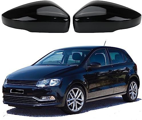 Tapas para espejo de coche, 1 par de tapas para espejo retrovisor de puerta de coche, cubiertas para espejo retrovisor para VW Polo MK5 2009-2017 (negro)