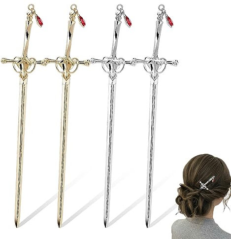 NICEWAT 4 Stück Haarnadel Schwert, Chinesische Stil Damen Haarstab Haarstäbchen Elegant, Schöne Haarschmuck Haar Sticks Haarstift Retro Kopfschmuck für Feste Frisur Haar Dekoratives