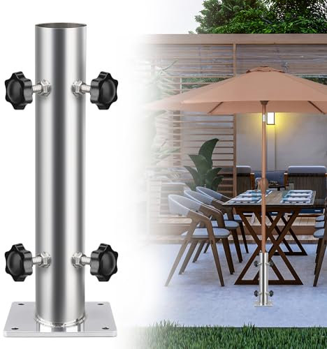 WUXIANCILANG Support de parasol de patio en acier inoxydable, base de parapluie en acier inoxydable, support de parapluie extérieur, quais, jardin, inflatables, patio