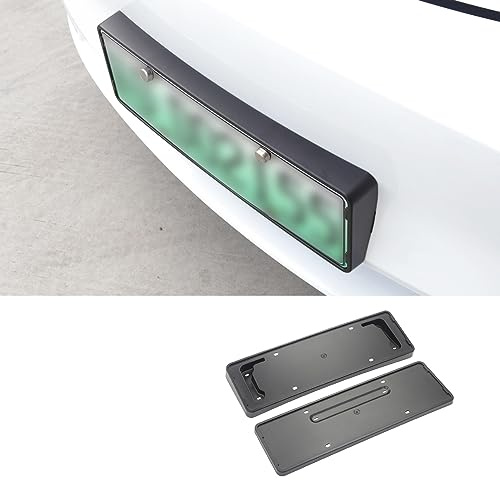 Para Tesla Model Y 2022, accesorios para automóvil, paquete de 2 unidades, marco portamatrículas delantero y trasero de ABS fibra de carbono, soporte de montaje y cubierta, estilismo de coche (negro