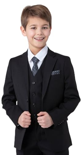 SANDER STELLAN Festlicher Kinderanzug Kommunionanzug Jungen Anzug 6-teilig Schwarz Numeric_140